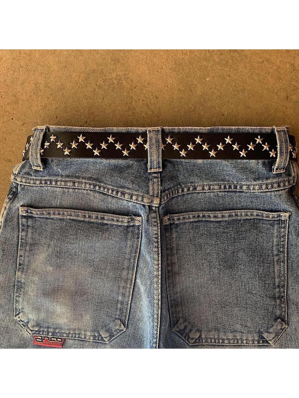 Western star studded black belt. 38.5 inches length. 1.5 inch width. Fits a - Picture 3 of 7